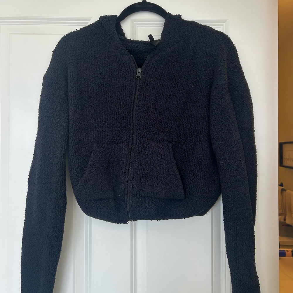 Skims Black Cozy Knit Zip Up